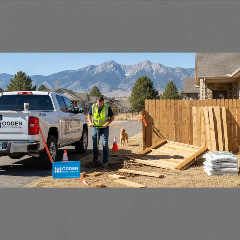 Ogden Fence Company crew installing a fence