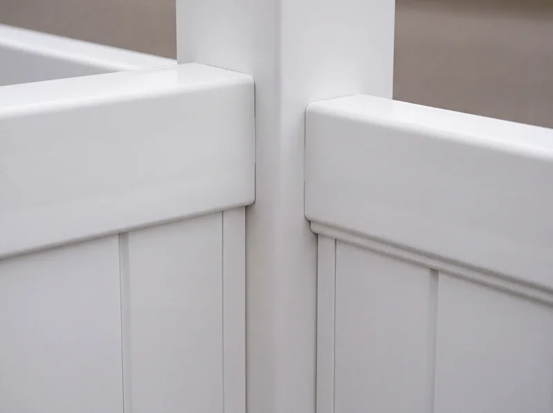 Close-up of vinyl fence panel construction showing durable interlocking design used in Weber County installations