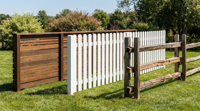 Various wood fence styles available for Ogden homes including board-on-board, dog-ear, and horizontal slat designs